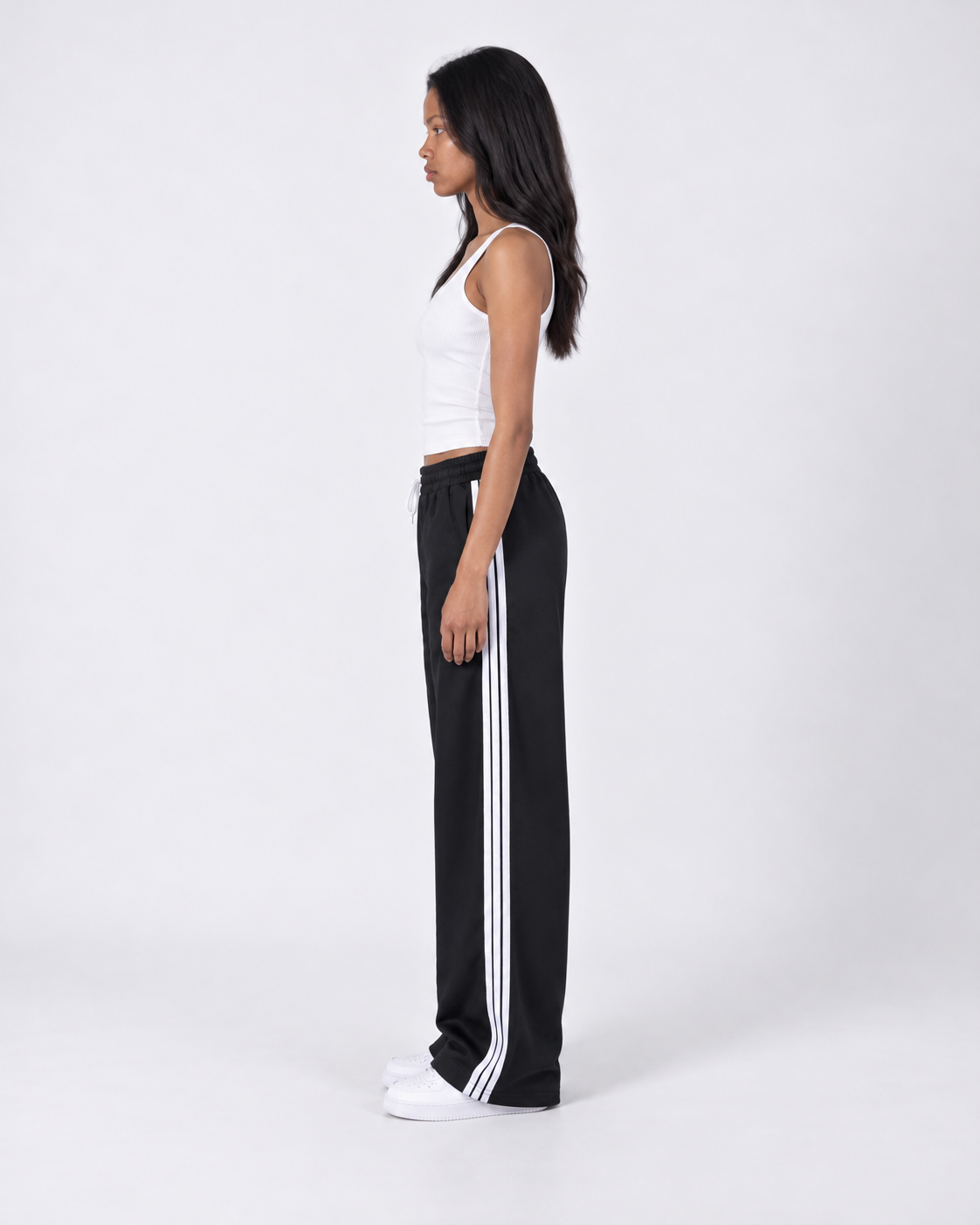 Triple Stripe Wide-Leg Track Pants