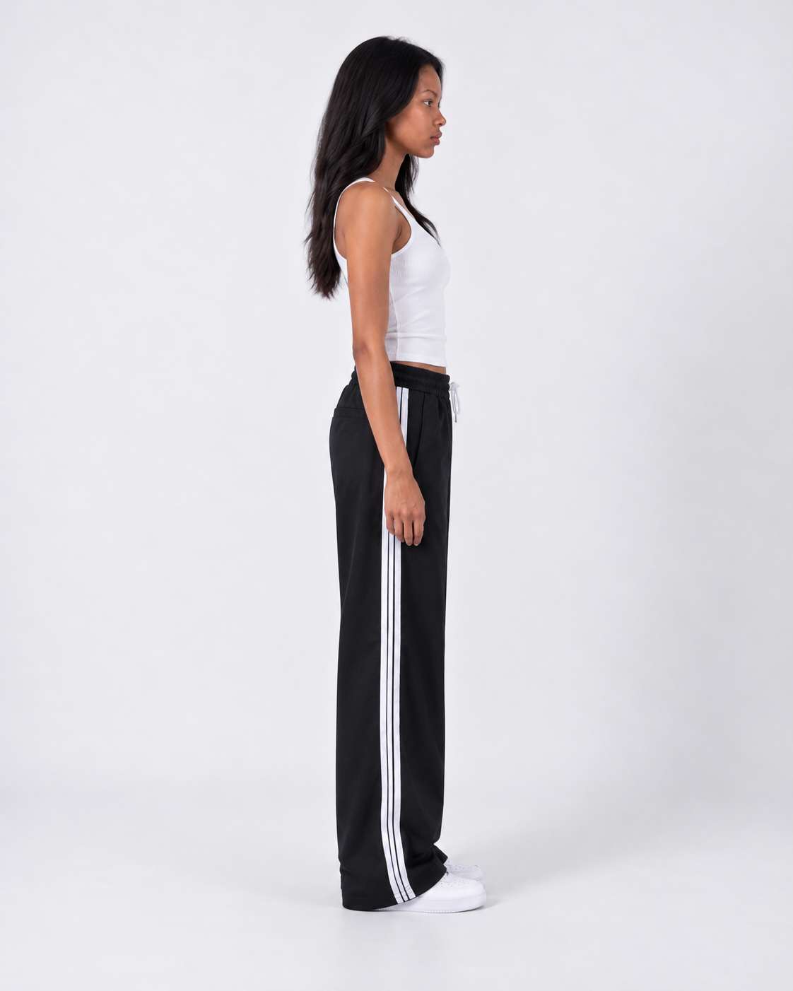 Triple Stripe Wide-Leg Track Pants