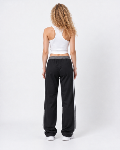 Contrast Panel Wide-Leg Track Pants