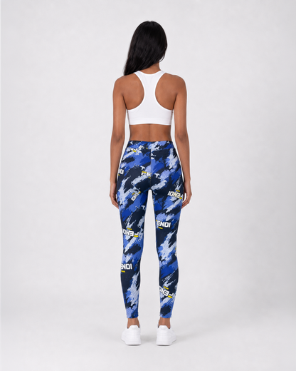 Blue Motion Print Leggings