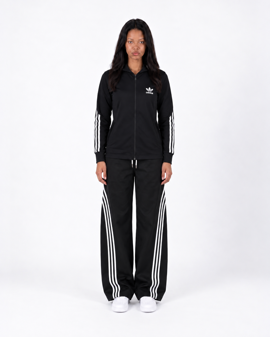 Adidas Triple Stripe Hooded Tracksuit Set