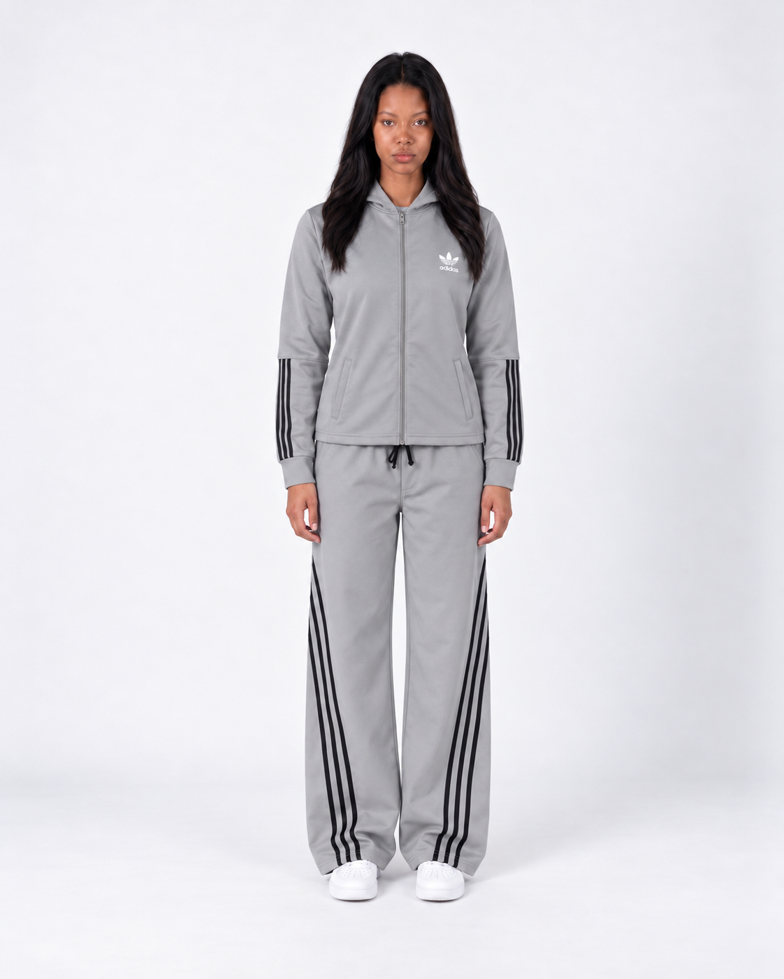 Adidas Triple Stripe Hooded Tracksuit Set