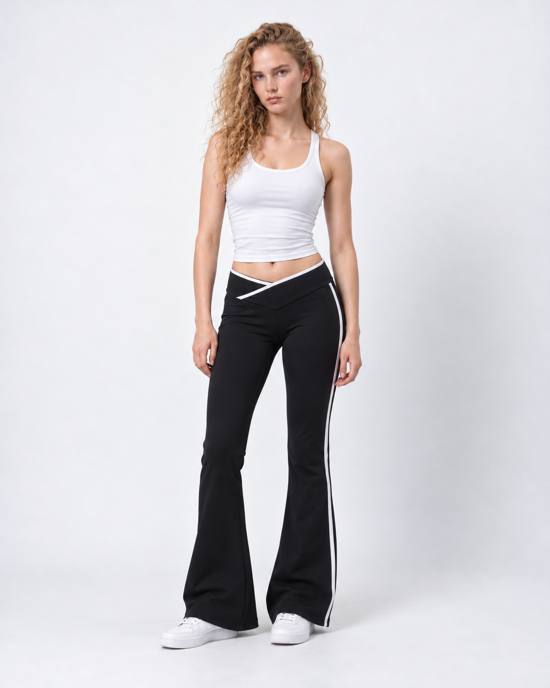 V-Waist Stripe Flare Pants
