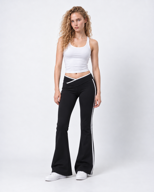 V-Waist Stripe Flare Pants