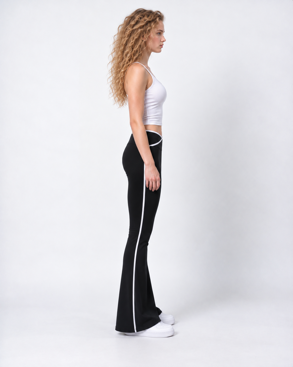 V-Waist Stripe Flare Pants