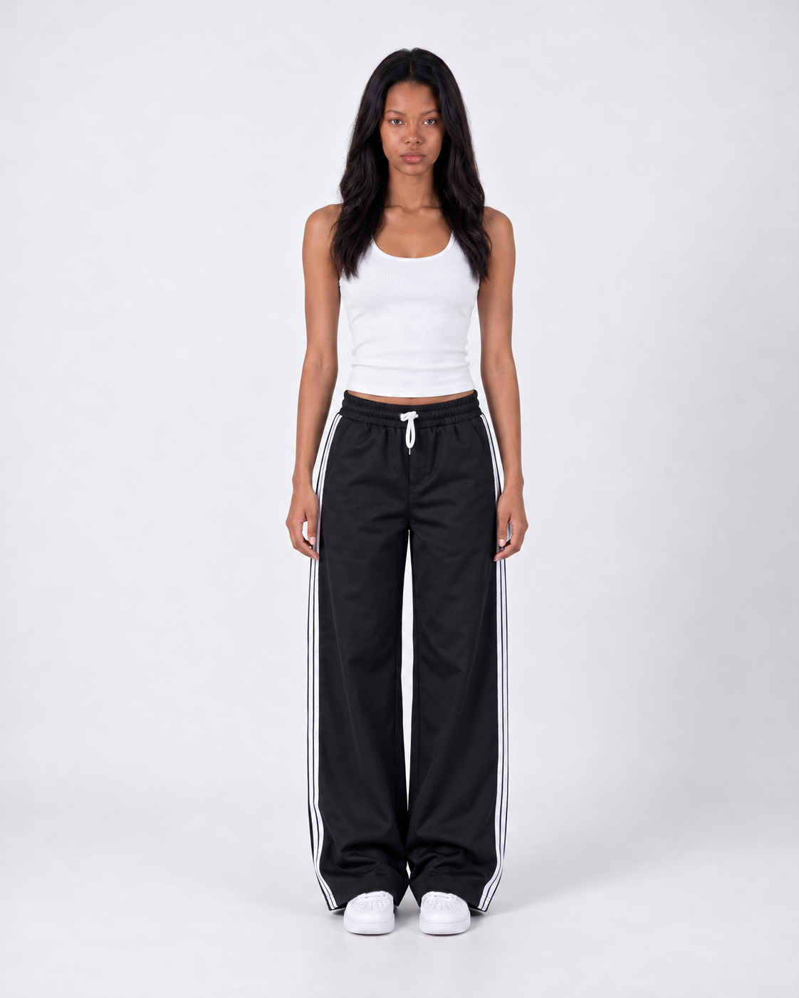 Triple Stripe Wide-Leg Track Pants