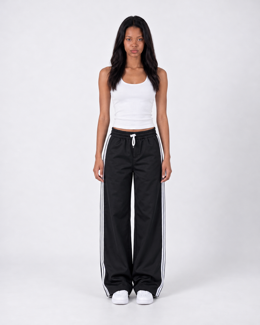 Triple Stripe Wide-Leg Track Pants
